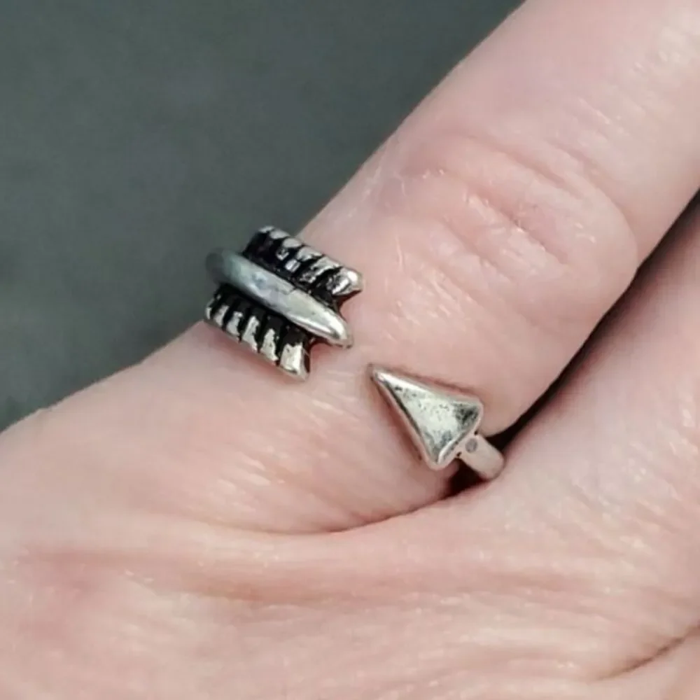 Silver tone arrow wrap ring dainty